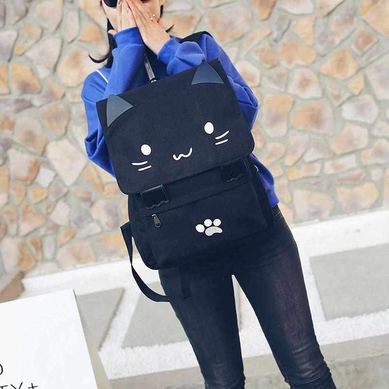 Kitty Cat Canvas Backpack