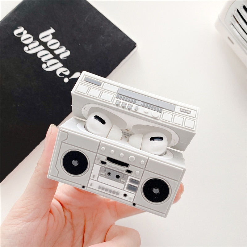 Headphone Cases For Apple Airpods 1 2 Cool 3D Retro Classic Radio earphone Box Cover For Air pods Pro earbuds Accessories Case